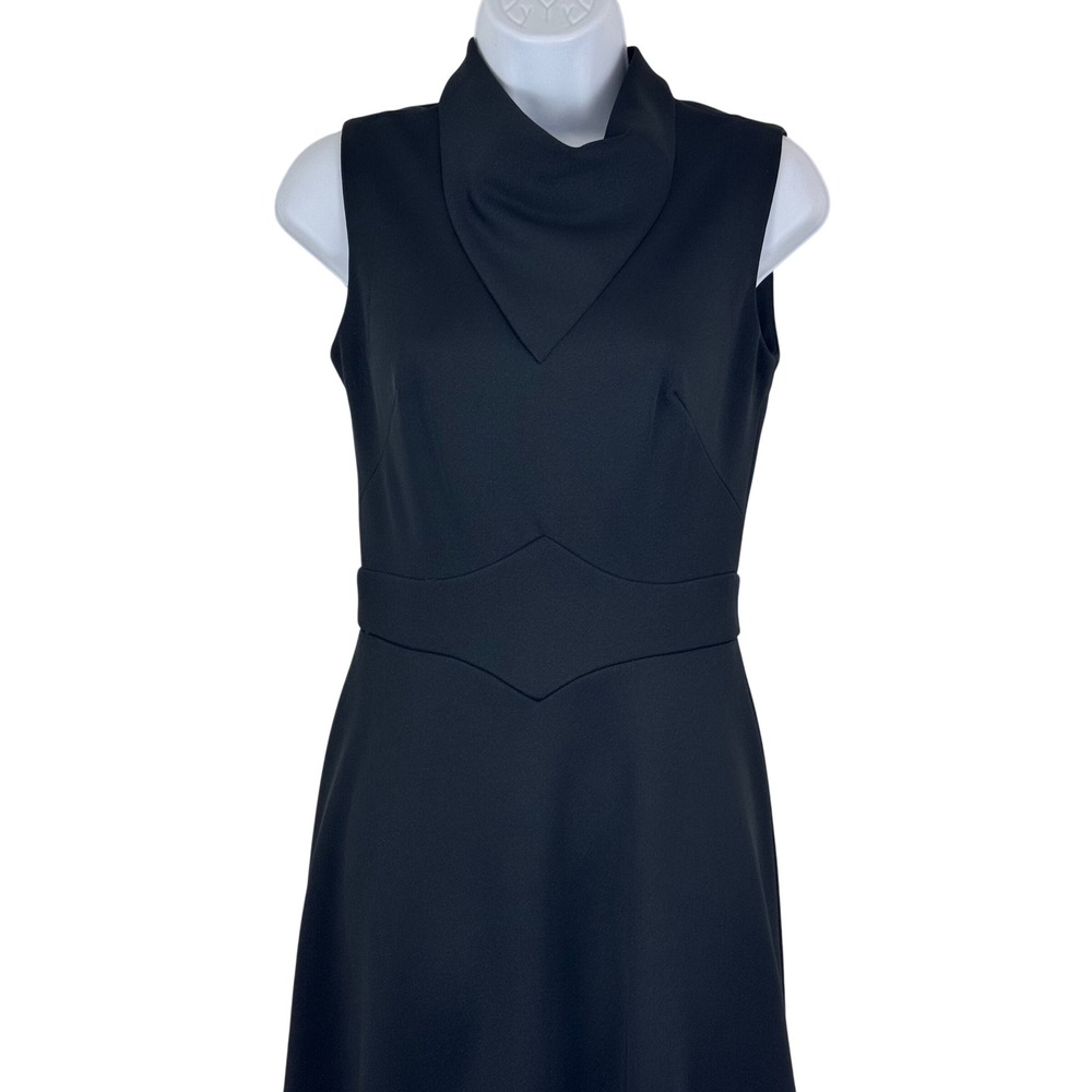 Vintage Black Maxi Dress ILGWU Funnel Neck Minimalist Mod Evening 90s Minimal - Picture 3 of 10